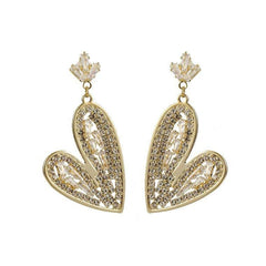 Mojoyce-Heart Full Diamond Crystal Earrings