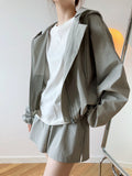 Mojoyce-Casual Hooded&Shorts 2-pieces Suit