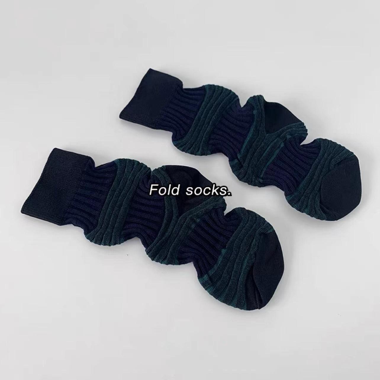Mojoyce-Fold Striped Lantern Cotton Socks