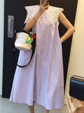 Mojoyce-Heavy Industry Lace Hollow Large Lapel Sleeveless Dress