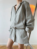 Mojoyce-Casual Hooded&Shorts 2-pieces Suit