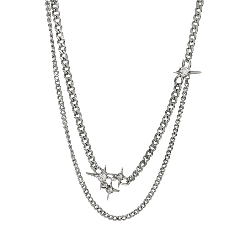 Mojoyce-SHARP DOUBLE CHAIN NECKLACE