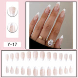Mojoyce-White French Point Water Drop Nails