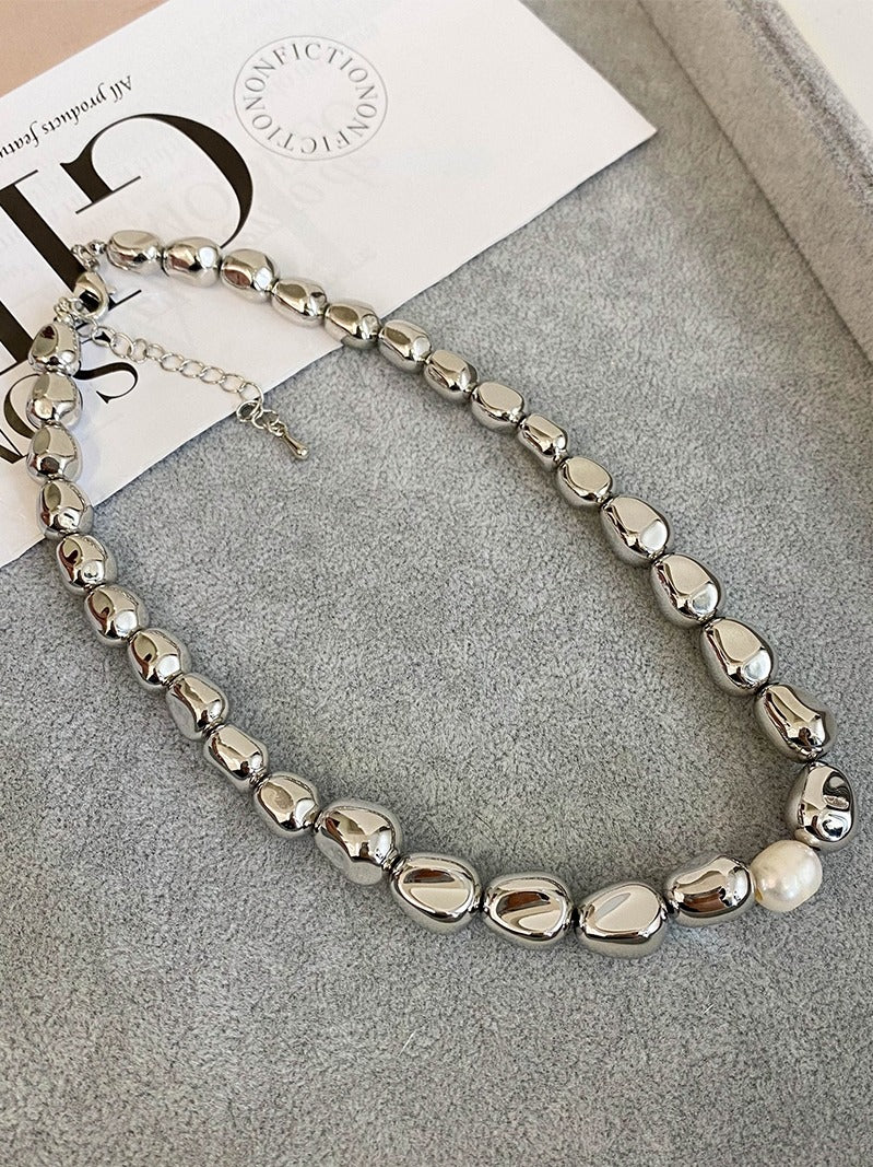 Mojoyce-Metal Pearl Fashion Beaded Necklace