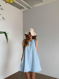 Mojoyce-Loose Versatile A-Line Sleeveless Denim Dress