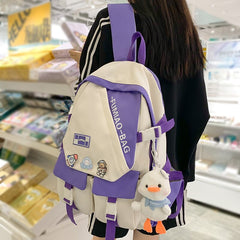 Mojoyce Women Kawaii Nylon School Bag Girl Travel Book Backpack Trendy Ladies Student Bag Female Laptop Leisure College Backpack Fashion