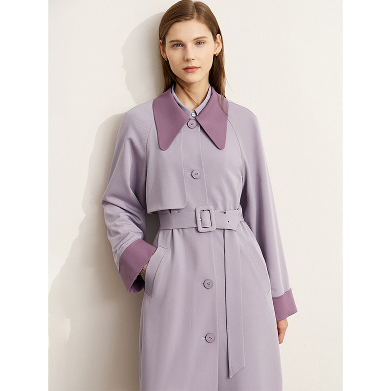 Christmas Gift Mojoyce Trench Coat For Women 2022 New Autumn Commuter Temperament Elegant Panelled Design Fashion Long Coats