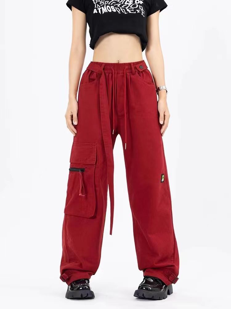 Mojoyce 2022 Techwear Red Cargo Pants Women Hip Hop Harajuku Oversize Streetwear Pockets Black Female High Street Parachute Trousers