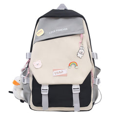 Back To School Fashion Lady Badge Kawaii College Backpack Girl Travel Trendy Nylon Book School Bag Women Cute Laptop Female Leisure Student Bag