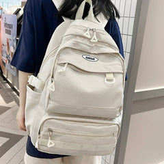 Women's Backpack Solid Color Female Multi-pocket Big Woman Travel Bag High Quality Schoolbag for Teenage Girl Boy Book Knapsack