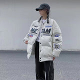 Mojoyce Hip Hop Bomber Jacket Woman Varsity  PU Leather Jackets Women's 2022 Winter Coats American Street Retro Racing Car Jacket