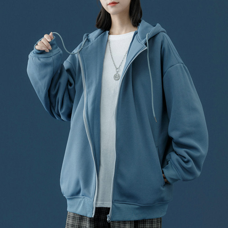 Mojoyce Women Oversized Sweatshirts Korean Girls Casual Hoodies 2022 Spring Autumn Woman Zipper Fashion Female Casual Hoodie
