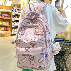 Mojoyce Lady Cute Cow Print Nylon Laptop College Backpack Girl Waterproof Kawaii Cartoon Book Bag Women Travel SchoolBag Student Fashion