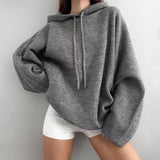 Mojoyce Knitted Hoodies Sweater Streetwear Sweatshirt Femme Long Sleeve Oversized Hooded  Winter Women Lady Fashion Pullovers Women