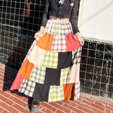 Mojoyce Y2k Fairy Grunge Kawaii High-Waisted Vintage Brown Long Pleated Skirt Midi Skirt Women Korean Harajuku Retro Mall Goth Clothes