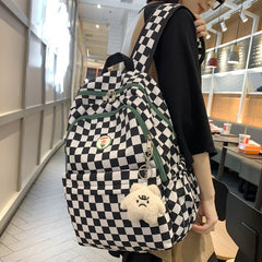 Back to School Fashion Waterproof Lady Cute Plaid Backpack Female College Leisure Girl Travel Lattice Book Backpack New Women Laptop School Bag