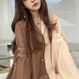 Mojoyce  Deeptown Vintage Women Blouses Elegante Cottagecore Harajuku Oversized Chic Korean Fashion Casual Aesthetic Shirt Dress Female