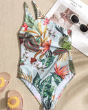 Mojoyce 2022 New Sexy One Piece Women's Swimsuit Coral Print Swimwear High Waist Cutout One-Shoulder Bikini Bathing Suit Beach Wear