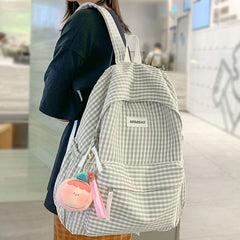 Back To School New Girl Plaid Kawaii Travel Book Backpack Lady Lattice Bag Fashion Female Cute Laptop Leisure College Backpack Women School Bag