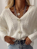 Mojoyce Autumn White Knitted Open Stitch Cardigan For Women Sweater Casual Streetwear Long Sleeve Top Oversized Knitwear Coat 2023