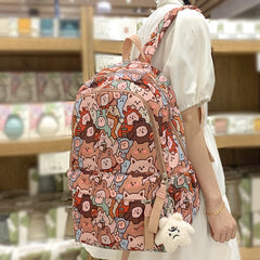 Back to School Lady Graffiti Travel College Bag Girl Cartoon Print Laptop Backpack Trendy Women Cute SchoolBag Female Nylon Book Packet Fashion