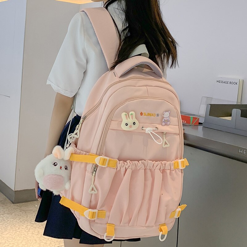 Back To School Fashion Ladies Kawaii High Capacity College Backpack Girl Waterproof Travel Book Backpack Female Laptop Student Women School Bag