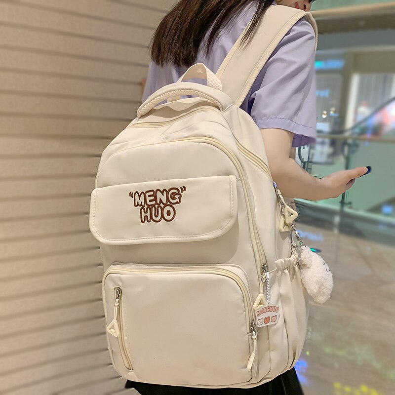 Back To School Cool Nylon White Female Cute College Backpack Fashion Lady Leisure Student Bag Girl Travel Book Backpack Women Laptop School Bag