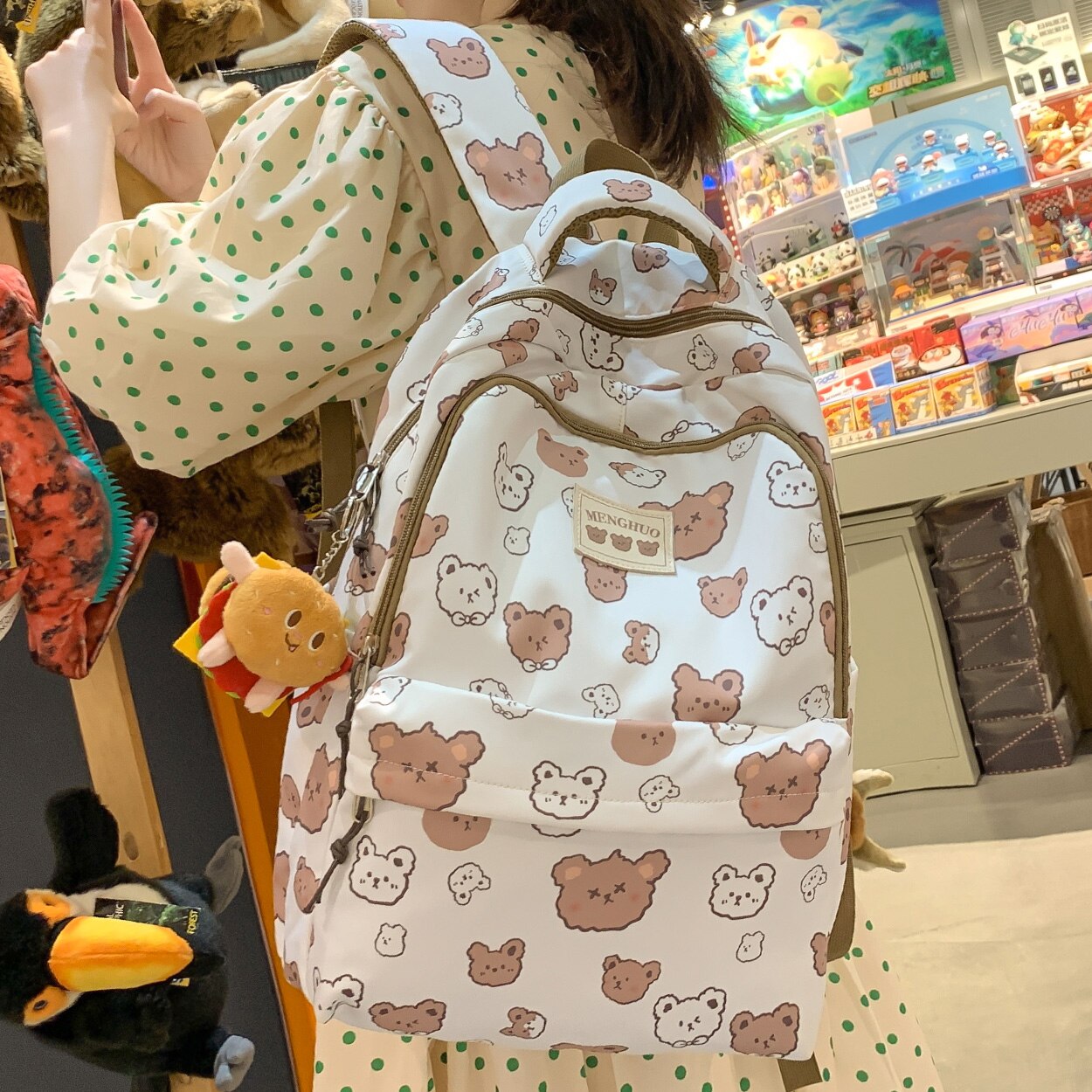 Mojoyce Female Cute Cartoon Printing Waterproof School Bag Student Nylon Laptop Travel College Backpack Lady Kawaii Girl Book Bag Women
