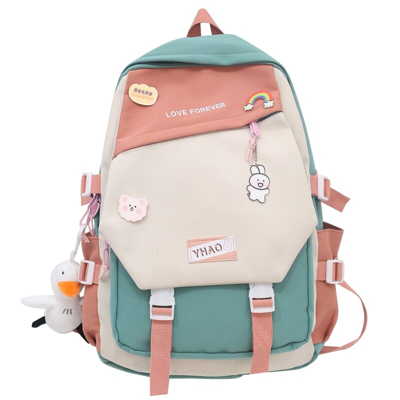 Back To School Fashion Lady Badge Kawaii College Backpack Girl Travel Trendy Nylon Book School Bag Women Cute Laptop Female Leisure Student Bag