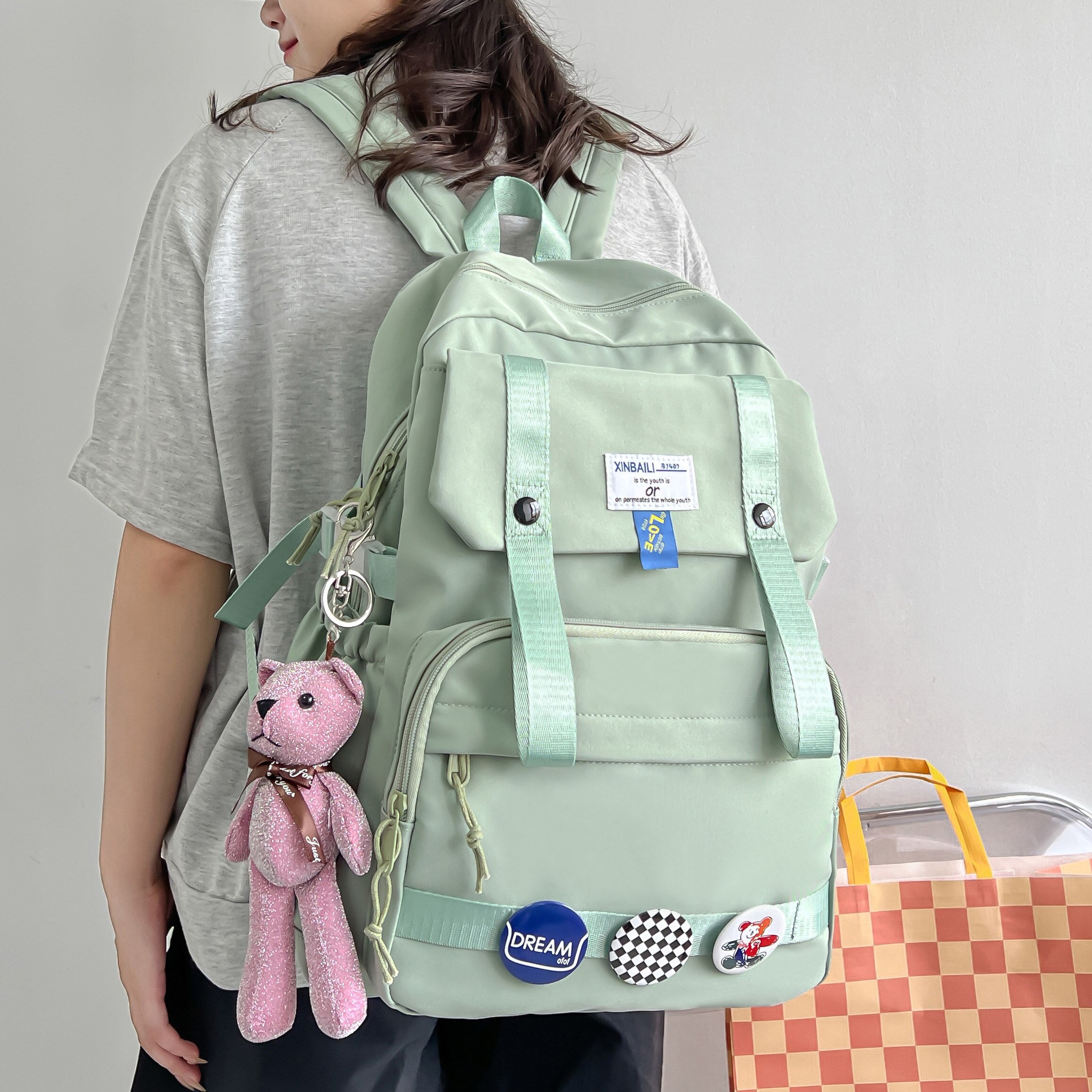 Back to School Ladies Pink Waterproof Kawaii Bags Girl Travel Harajuku Book Backpack Female Laptop College Packet Fashion Women Nylon SchoolBag