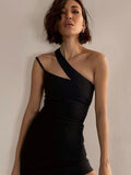 Mojoyce Black Sexy Mini Dress Women Summer Bodycon Slip Sheath Club Outfit Off Shoulder Sheath 2022 Fashion Female Dresses