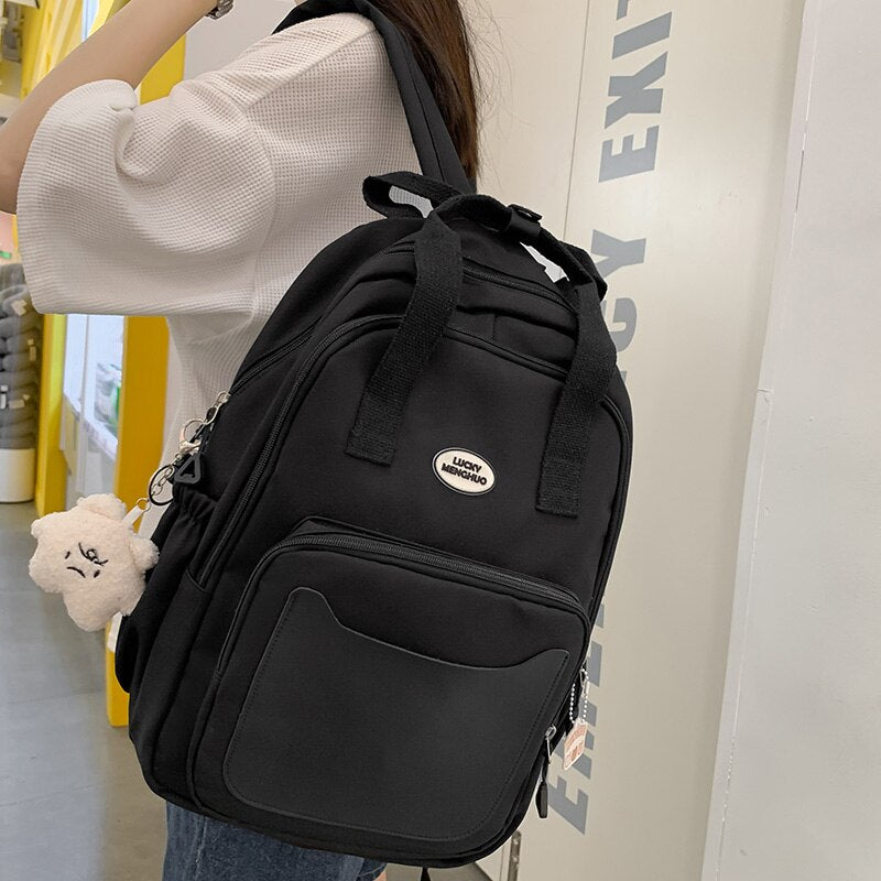 Back To School White Travel Book Backpack Nylon Fashion Ladies Leisure Bag Waterproof Female Cute College Backpack Women Laptop School Bag