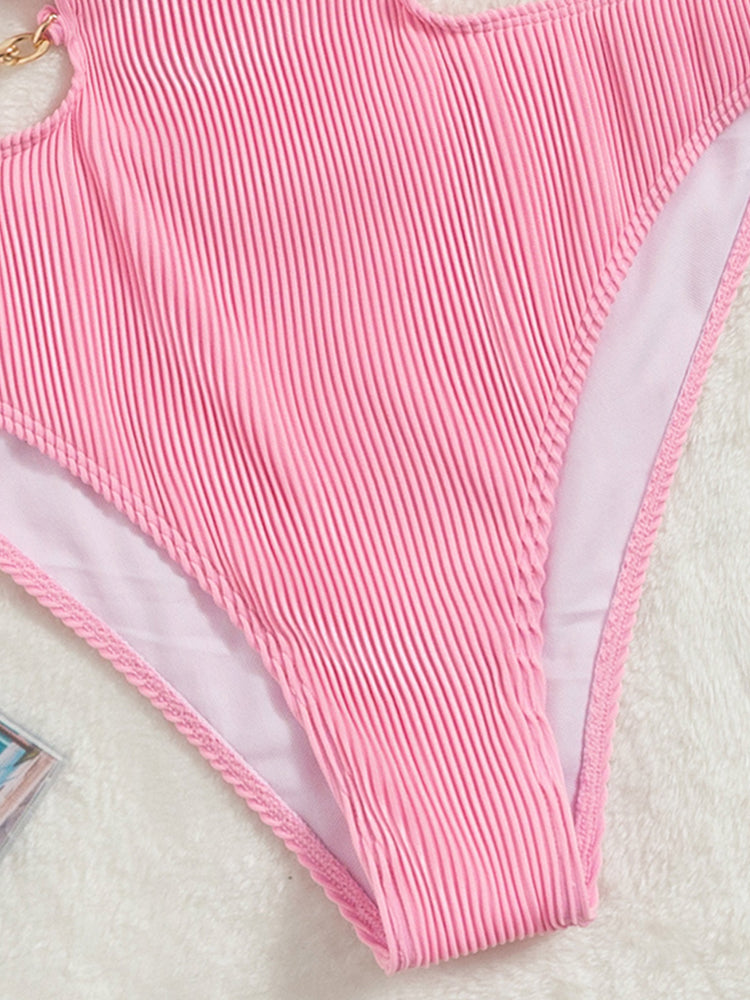 Peachtan Pink Striped One Piece Swimsuit Women High Cut Bathing Suit Push Up Swimwear biquinis feminino Traje De Baño Mujer 2022