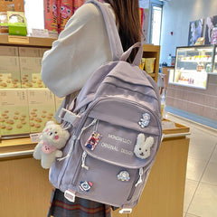 Back to School Trendy Lady Kawaii Badge College Backpack New Fashion Women School Bags Cute Girl Travel Book Backpack Female Laptop Student Bag