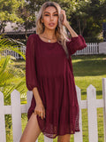 Spring Summer Short Dress Women 2022 New O Neck Three Quarter Sleeve Solid Ladies Loose Party Dresses Female