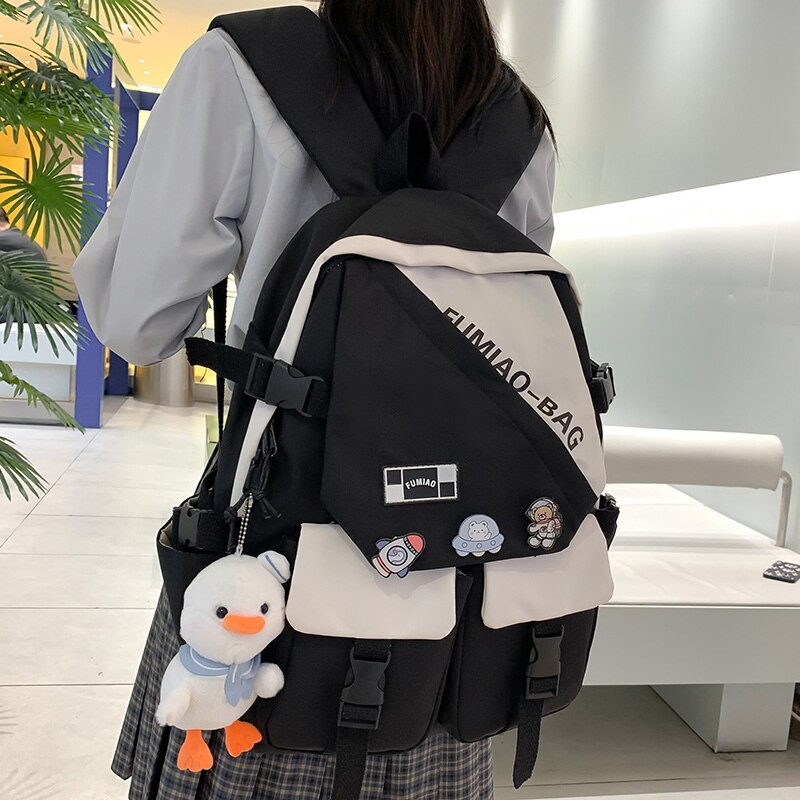Mojoyce Women Kawaii Nylon School Bag Girl Travel Book Backpack Trendy Ladies Student Bag Female Laptop Leisure College Backpack Fashion