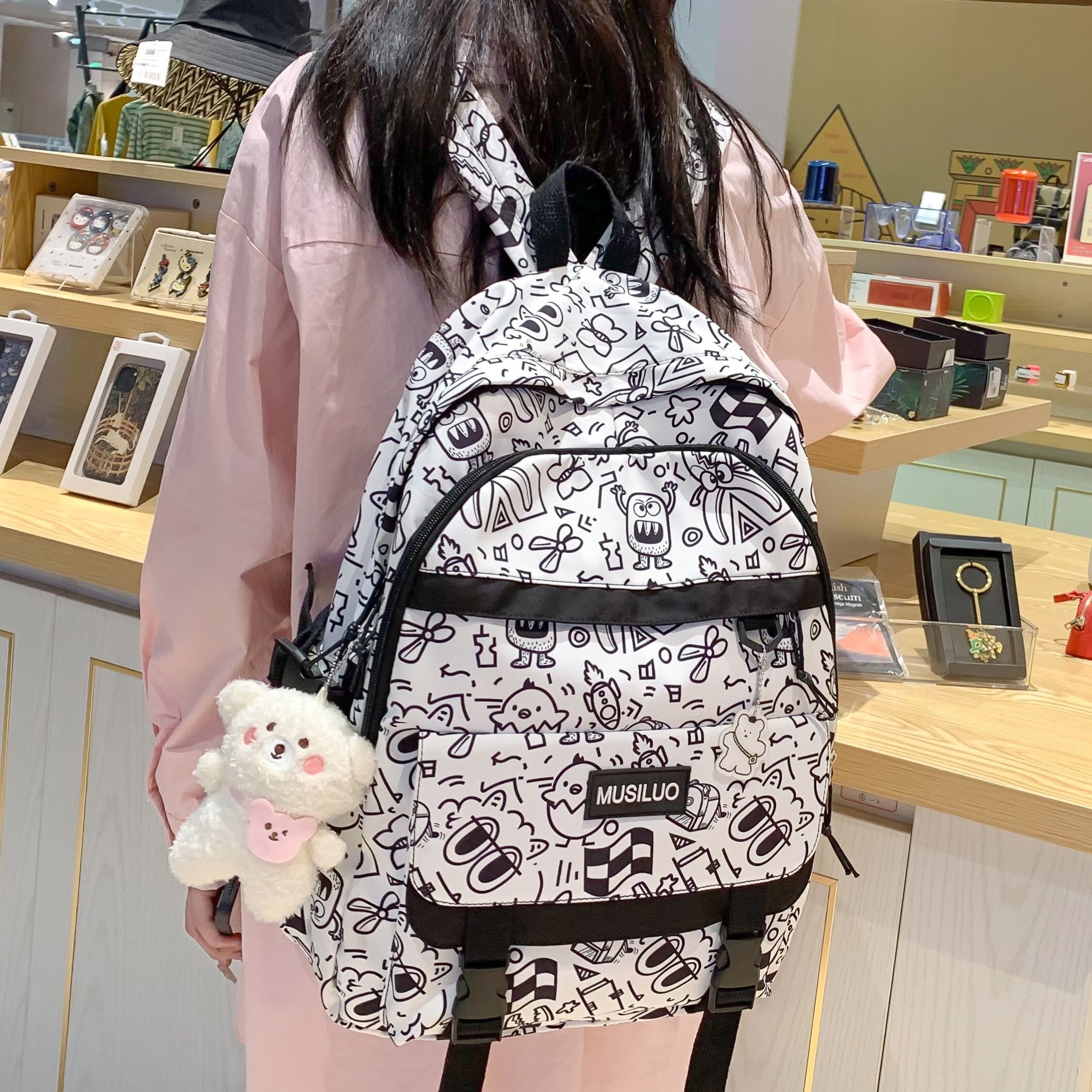 Back to School New Women Waterproof School Bag Girl Travel Cartoon Print Book Backpack Lady Laptop Harajuku Bag Female College Backpack Fashion