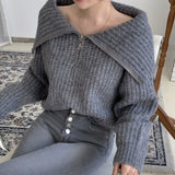 Mojoyce Sweater Women Winter Pullover Girls Oversize Knitting Tops Vintage Long Sleeve Fall Knitted Outerwear Coats For Women