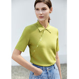 Christmas Gift Mojoyce Summer Tshirts For Women Fashion Slim Knit T Shirt Antibiosis Short Sleeve Elegant Tops Female Clothing