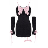 Mojoyce Kawaii Bow Slip Dress Women Bodycon Mini Dresses Sleeveless Summer 2023 Y2k Fashion Streetwear E Girl Sundress