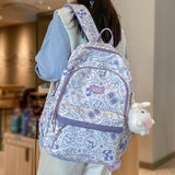 Mojoyce Purple Girl Cartoon Print Travel Book Backpack Women Laptop School Bag Female College Backpack Fashion Ladies Leisure Kawaii Bag