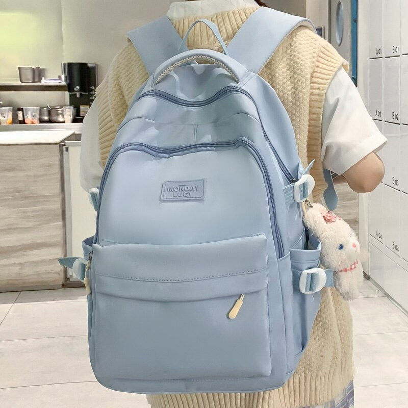 Back To School Girl Nylon College Backpack Fashion Lady Kawaii Teenager Travel Book Bag Women Laptop Leisure Trendy Female Cute School Bag