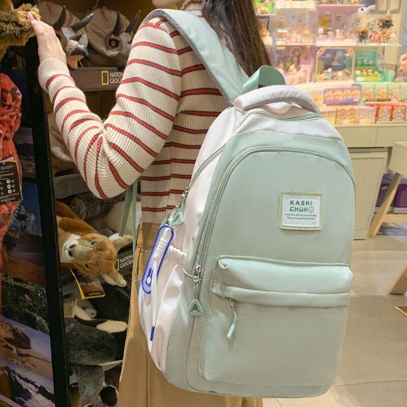 Mojoyce Women Kawaii Pink Laptop School Bag Leisure Girl College Backpack Trendy Female Cute Nylon Backpack Fashion Lady Travel Book Bag