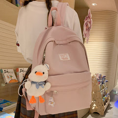 Mojoyce Female Waterproof White Laptop College Backpack Girl Travel Book Backpack Fashion Lady Student Bag Cute Women Trendy School Bags