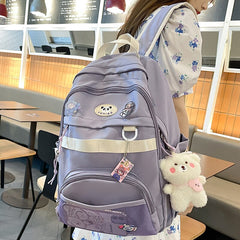 Back to School New Cute Girl Mesh Travel Book Backpack Trendy Fashion Women Net School Bag Lady Kawaii Badge College Backpack Female Laptop Bag