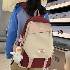 Back To School Fashion Lady Badge Kawaii College Backpack Girl Travel Trendy Nylon Book School Bag Women Cute Laptop Female Leisure Student Bag