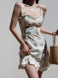 Mojoyce Floral Dress Women Summer Slip Mini Dress Kawaii Sweet Holiday Streetwear Sexy French Style Beachwear Fashion Sundress