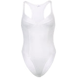 Mojoyce   Fashion Strap V Neck White Summer Bodysuit Tops Bodycon Corset Sexy Body Ladies Solid Fitness Party Bodysuits Rompers