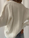 Mojoyce Autumn White Knitted Open Stitch Cardigan For Women Sweater Casual Streetwear Long Sleeve Top Oversized Knitwear Coat 2023