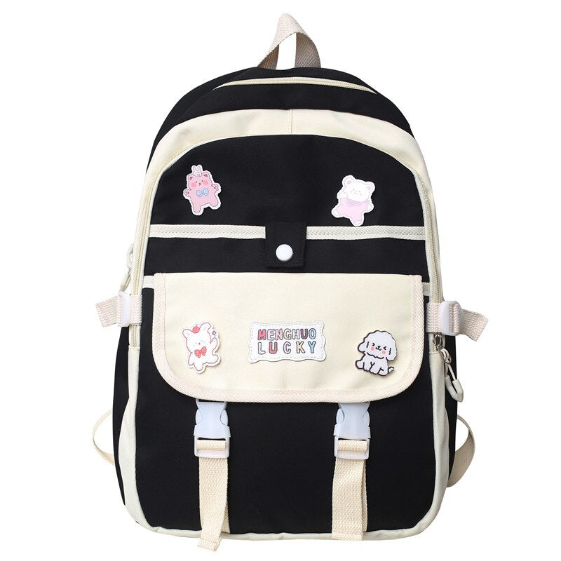 Mojoyce Girl Travel Kawaii Waterproof Book Backpack Women Badge Laptop School Bag Female Cute College Fashion Ladies Leisure Student Bag